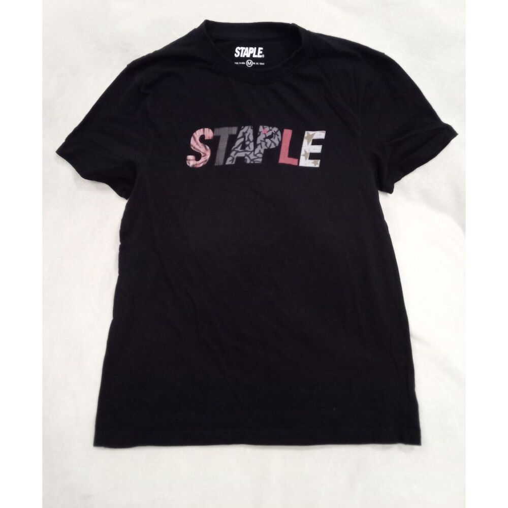 Staple Pigeon Black Graphic Logo Tee - Multi-Print - Size M